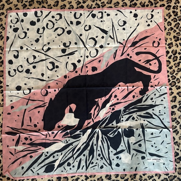 Guy Laroche Accessories - VINTAGE GUY LAROCHE PARIS SCARF 34x34 Linen & Cotton Made In France Zebra print